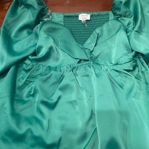 Green silky dress